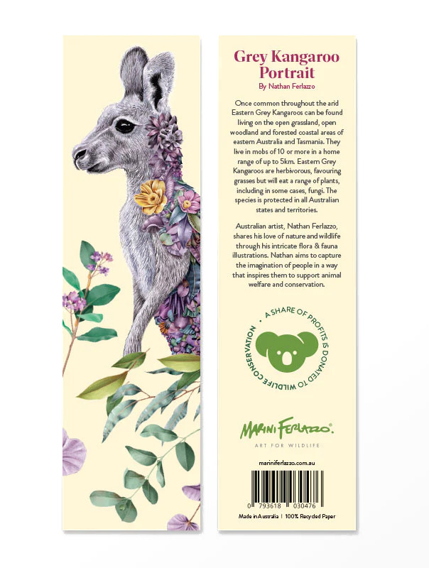 Grey Kangaroo Bookmark by Nathan Ferlazzo